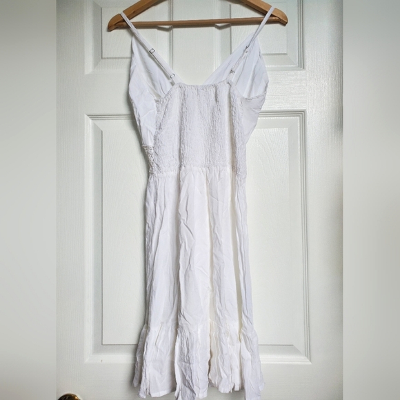 Raviya White Sleeveless Flutter-Hem Cover-up Beach Dress Size M - Picture 5 of 9